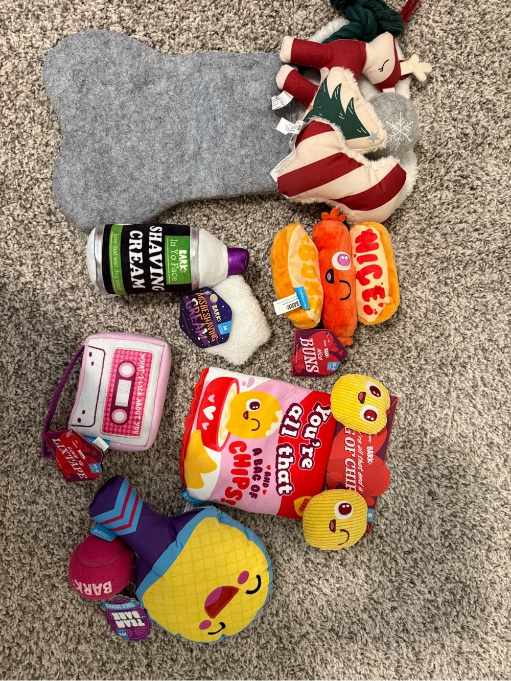 7 new with tag NWT BARK BOX dog puppy plush toys.
